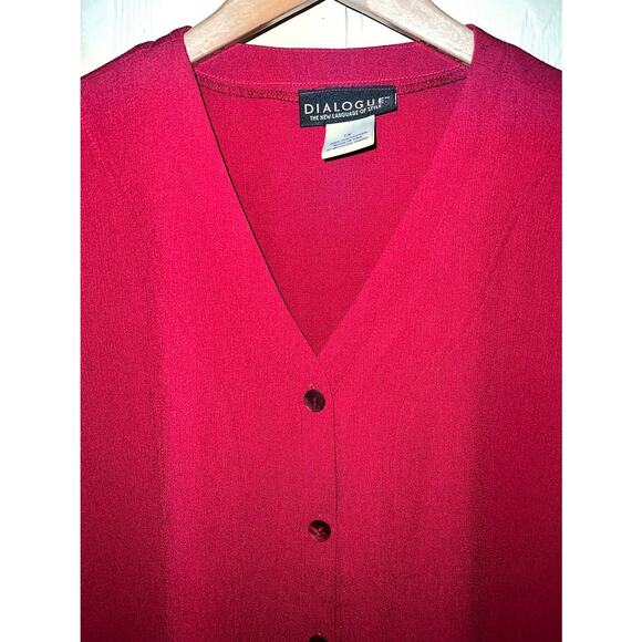 1X Red CARDIGAN Button Front Textured Stretch Poly Crepe 18W 20W Dialogue QVC - Picture 7 of 9